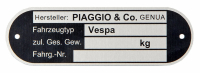Typenschild Piaggio & Co Genua
