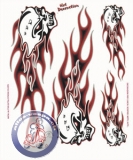Aufkleber-Set Flamme-Schdel 4-Teilig, Bogen 24x20cm